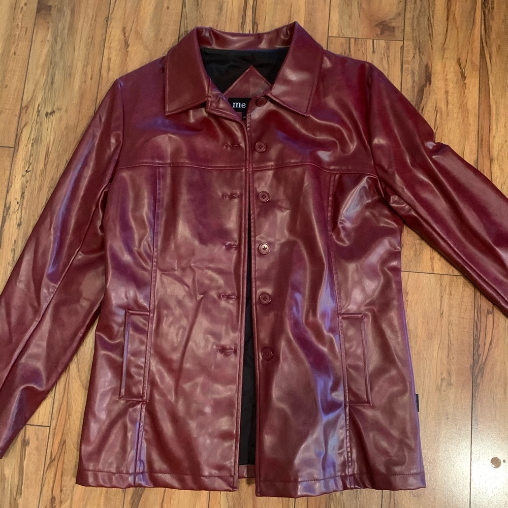 Dark red faux leather jacket